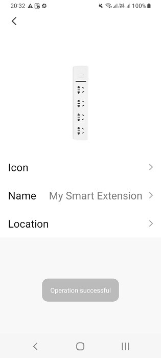 Changing the name of your smart power extension in the companion app for Android. 