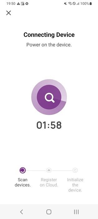 Smart power strip connecting to Wi-Fi shown on companion app for Android.
