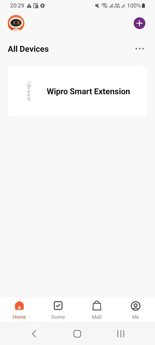 Smart power extension visible in a smart home app for Android.