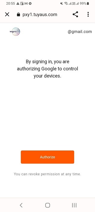 Authorizing Google to control smart home devices in google Home app.