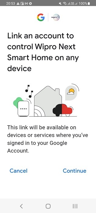 Link smart home account in Google Home.