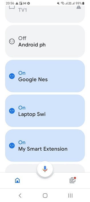 Connected switches visible for a smart power strip on Google Home app (Android). 