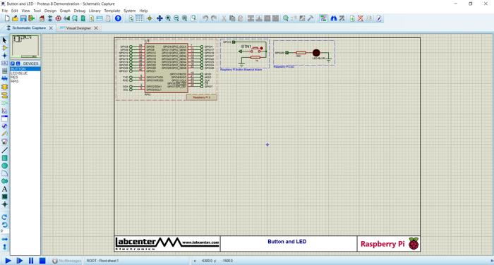 Proteus 8 Raspberry Pi Emulator Raspberry Pi Schematic For Raspberry Pi With Button And Led