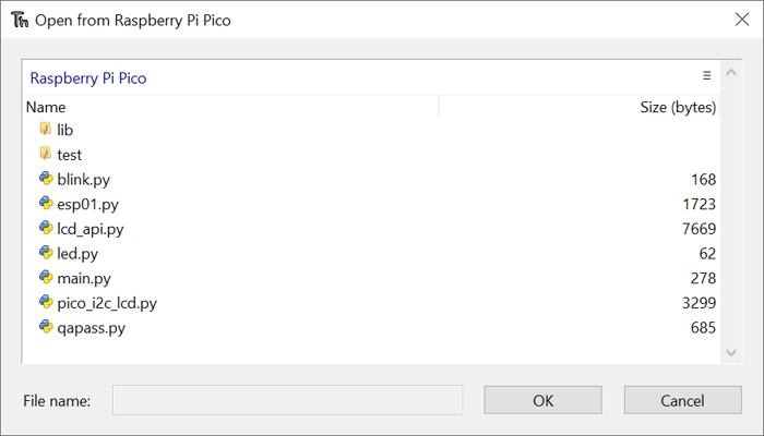 Thonny Files Within A Raspberry Pi Pico Project