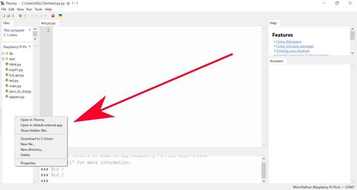 Thonny Right Click On File View Tray