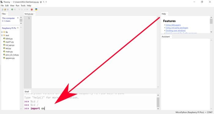 Thonny Shell Import Os To Navigate Through Raspberry Pi Pico File System Using Os Commands