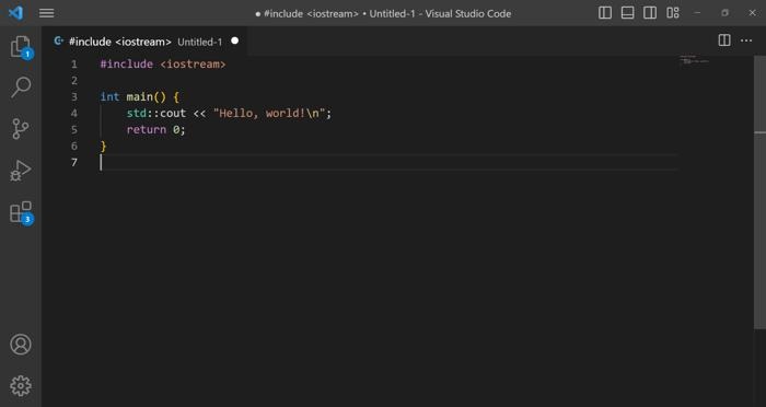 Visual Studio Code Cpp Screenshot Hello World
