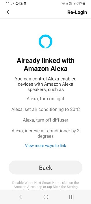 Already linked with Alexa message on the smart batten app. 