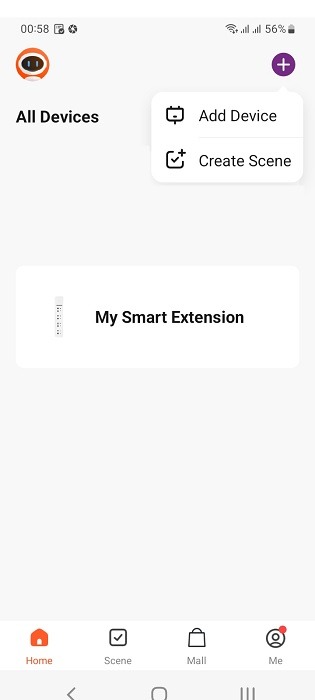 Add device option in Android app for adding smart batten to your network.