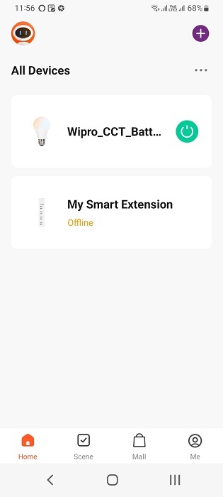 CCT Batten light visible in its Android app to be controlled online.
