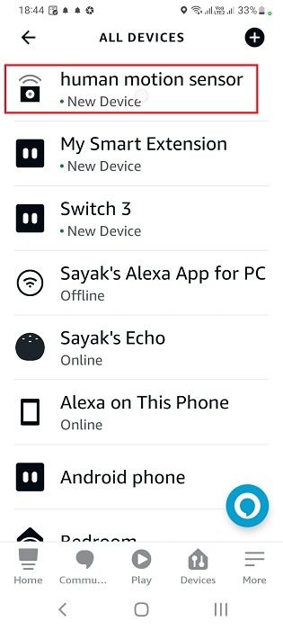 Motion sensor added in Alexa's all devices on an Android phone. 