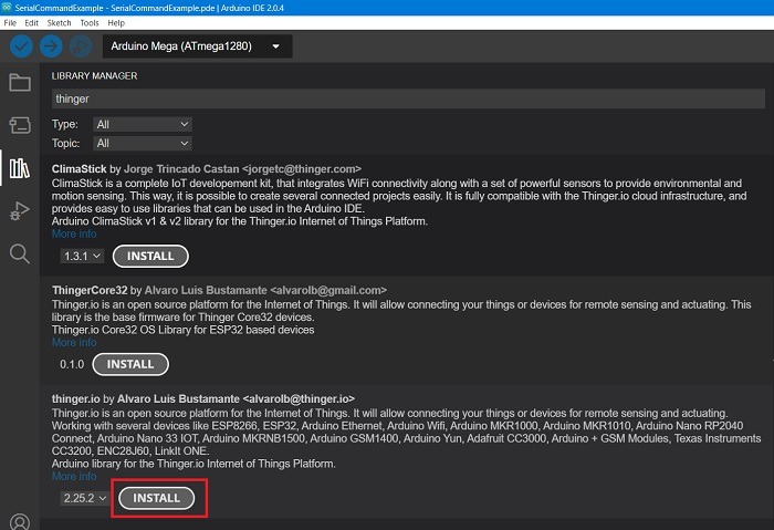 Thinger Io Arduino Install Library