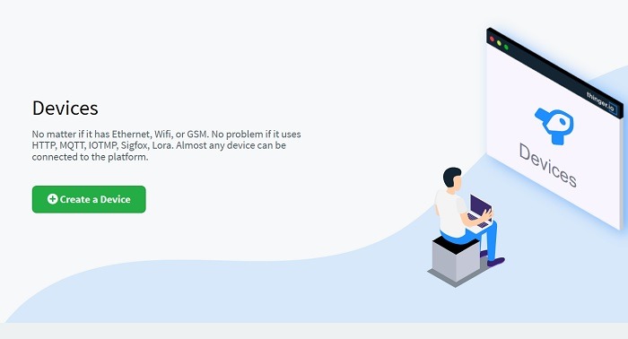 Click create a device in Thinger.io web console. 