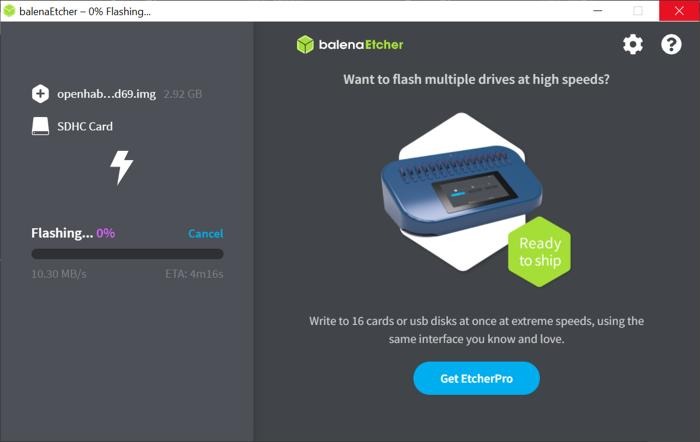 Balena Etcher Flashing Openhab To Sd Card
