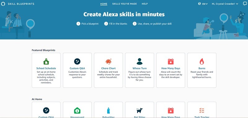 Create Your Own Alexa Skills Choose Blueprint
