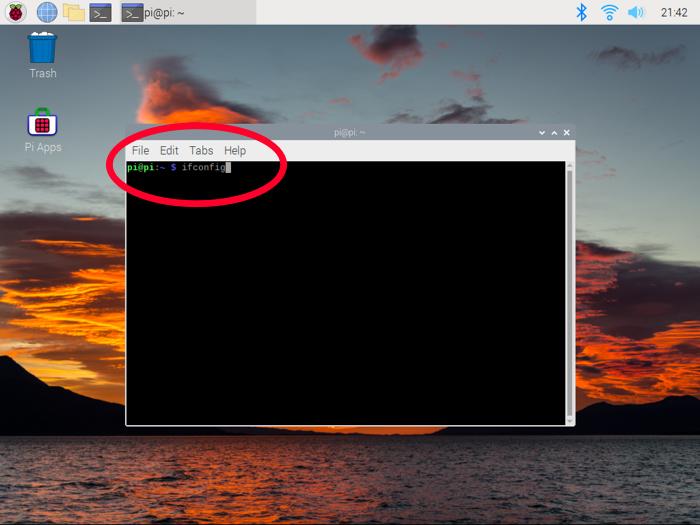 Raspberry Pi Terminal Ifconfig Red Circle